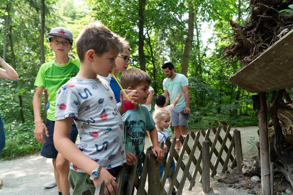 Kinder bei der Waldschenke im Freizeitpark Märchenwald